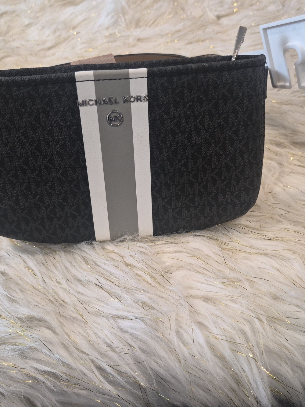 Michael Kors Black Logo Stripe Crossbody Pouch/Waist Pouch